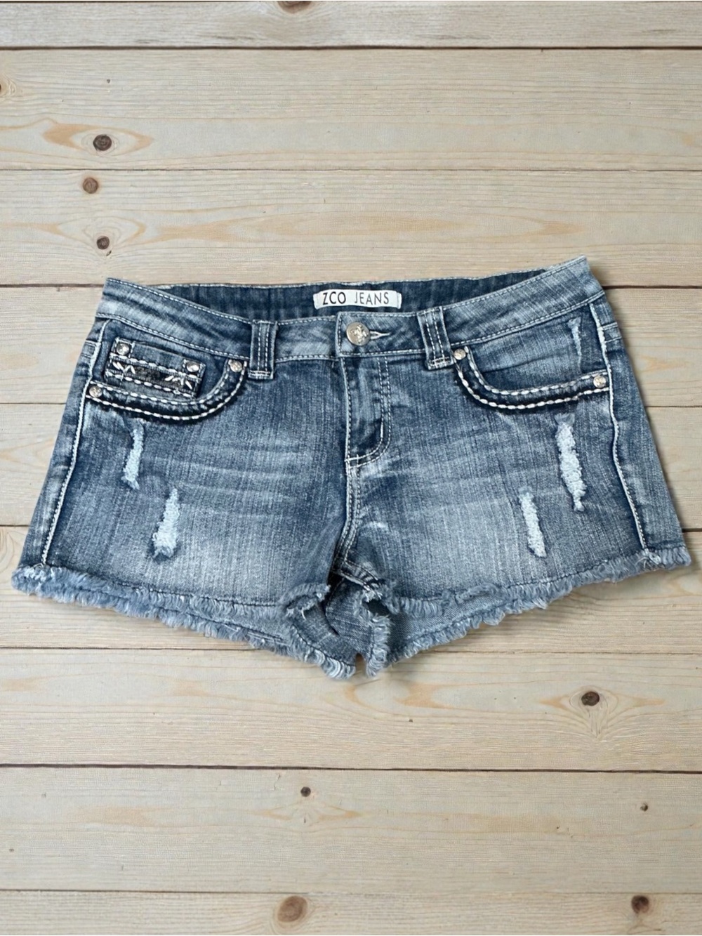 ZCO Jeans Distressed Gray Denim Short Shorts